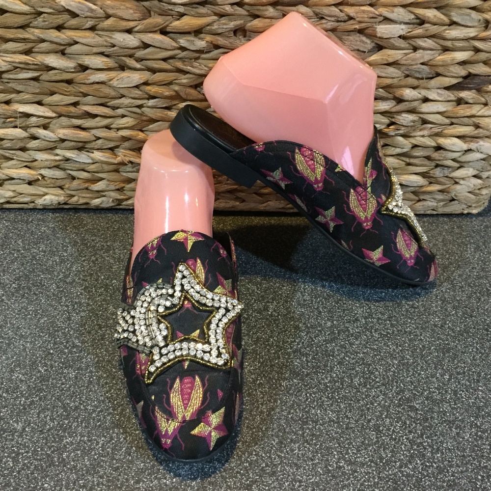 Circus by Sam Edelman Black and Pink Embellished Loafers